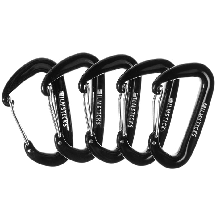 Wire Gate Carabiner in Black - Pack of 5