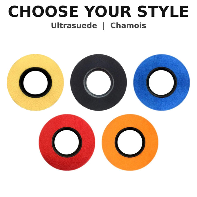 BlueStar Blackmagic Special Use Round #3066 viewfinder eyecushion colour and style options in Ultrasuede and Genuine Chamois