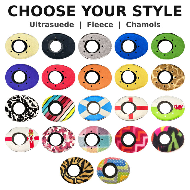 BlueStar Oval Large #6012 viewfinder eyecushion colour and style options in Ultrasuede, Fleece and Genuine Chamois