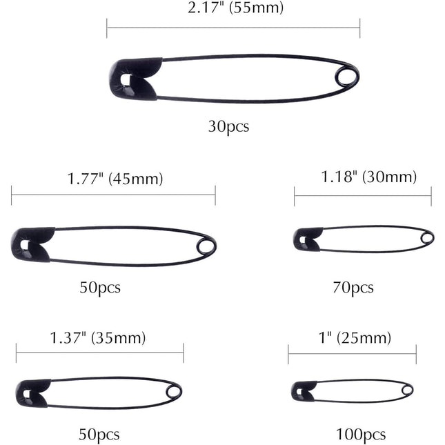 TUPARKA Safety Pins Assorted Sizes (5cm, 3.5cm & 2.5cm)