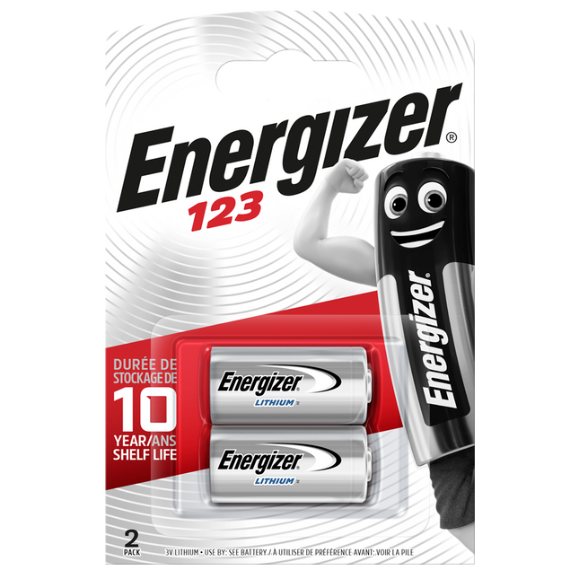 CR123 Lithium Cell 3V (Energizer) x2 Pack