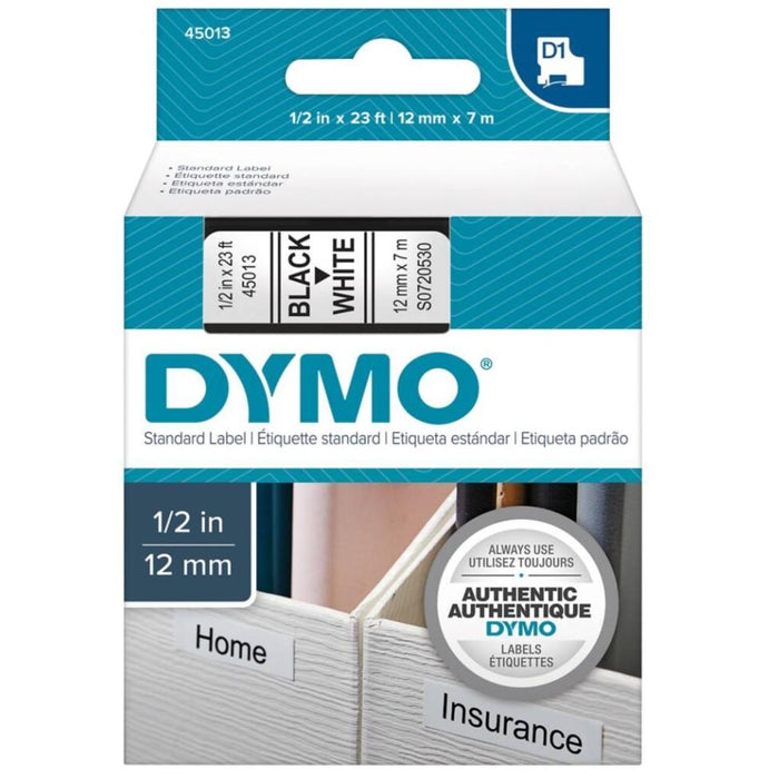 Dymo D1 Standard (12mm) Label Tape (Black on White) - (Clearance)