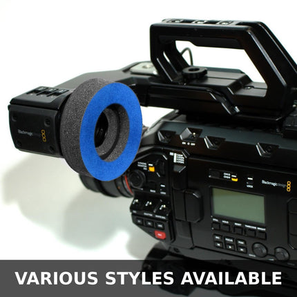 BlueStar Blackmagic Special Use Round #3066 viewfinder eyecushion fitted to a Blackmagic URSA viewfinder, various styles available