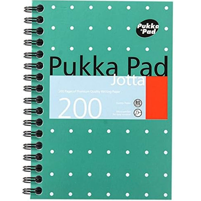 Pukka Pad Jotta A6 Wirebound Card Cover Notebook Ruled 200 Pages Metallic Green