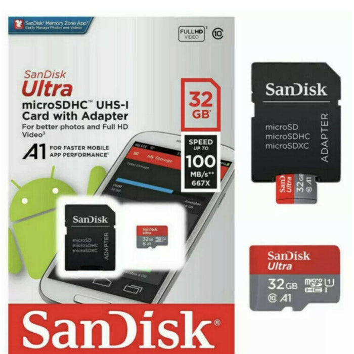 SanDisk Ultra 32GB MicroSDHC UHS-I Memory Card with SD Adapter (Clearance)