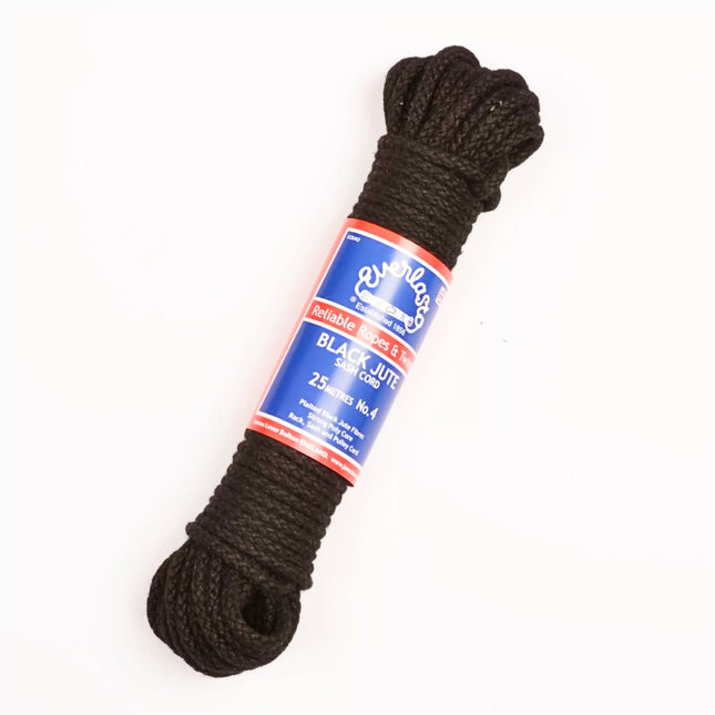 Black Sash Cord 10m hank (Natural Plaited Jute No6 8.5mm)