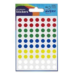 Avery Coloured Labels Round 8mm