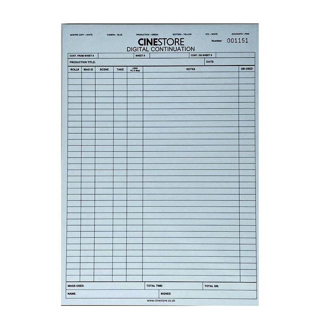 Digital 'Neg' Report Pad Continuation