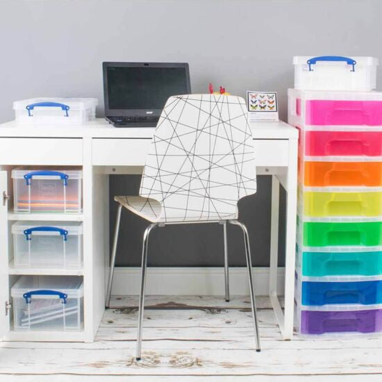 Really Useful Storage Tower 8x7 Ltr (Clear w Rainbow Drawers)