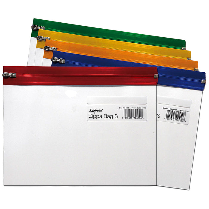 Snopake Zippa-Bag S (A5) Zipped Folder- Red - Pack of 5 Folders